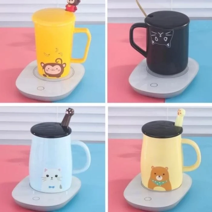  55 Derece Sabit Sıcaklıkta Seramik Metal Cam Kupa Isıtıcı