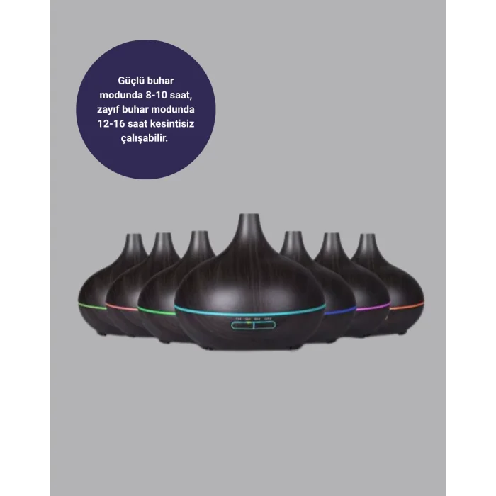 BUĞZ 550 ml Büyük Su Hazneli Ultrasonik Nemlendirici ve Aromaterapi Difüzörü - BUĞZ