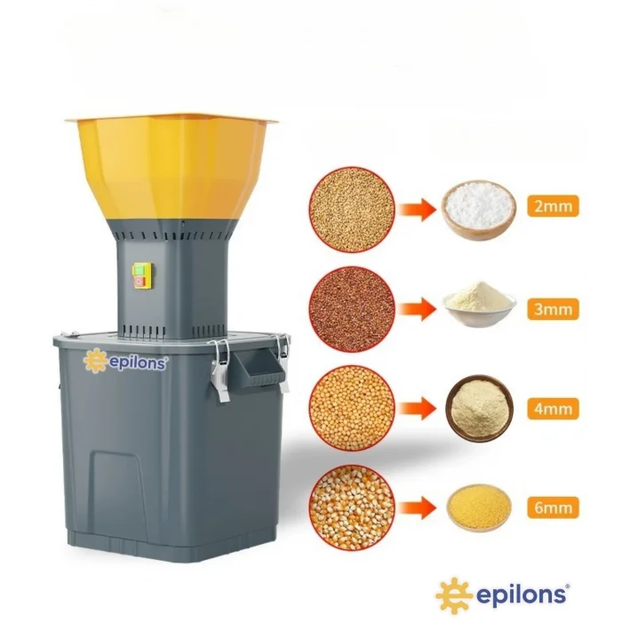 BUĞZ 55’lik Profesyonel Yem Kırma Makinesi – 9 Elek Hediyeli Paslanmaz Tahıl Öğütücü Değirmen 1300 w ( BUĞZ )