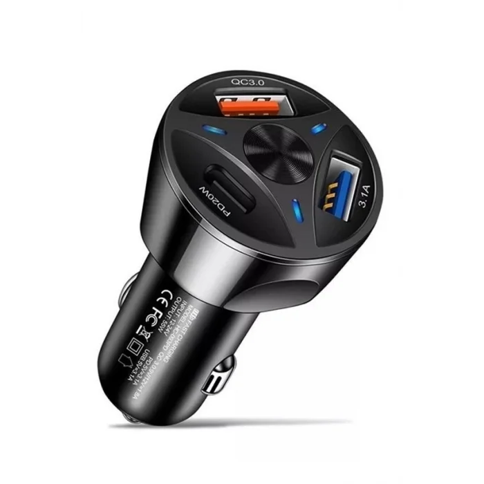 BUĞZ 55w 3 Port Usb Araç İçin Telefon Şarj Cihazı 3 Girişli Çakmaklık Adaptör-31a Pd 20w Qc 30