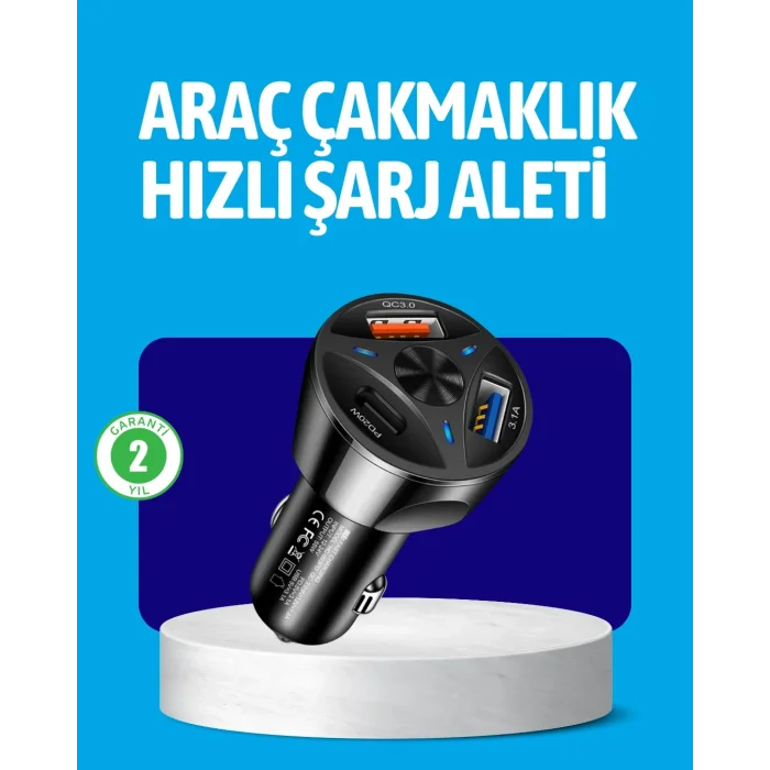 BUĞZ 55W Güçlü Araç Şarj Cihazı Power Delivery Destekli