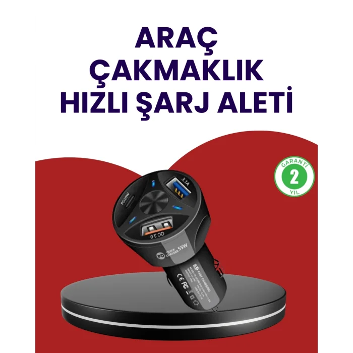 BUĞZ 55W PD ve Quick Charge 3.0 Destekli Polygold Araç Şarj Adaptörü