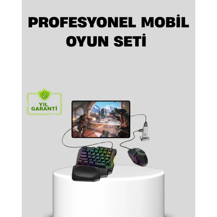 BUĞZ 5’i 1 Arada Mobil Oyun Seti Bluetooth 5.3 Klavye Mouse Dönüştürücü Gaming Kit