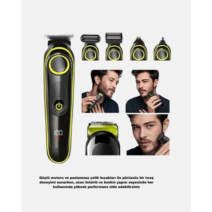 BUĞZ 5’i 1 Arada Şarjlı Erkek Bakım Seti LED Göstergeli ve Suya Dayanıklı - Lisinya