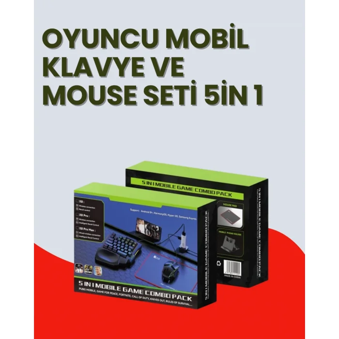  5in1 BT5.3 Mobil Oyun Kiti Klavye Mouse Dönüştürücü Seti
