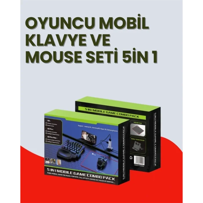  5in1 BT5.3 Mobil Oyun Kiti Klavye Mouse Dönüştürücü Seti