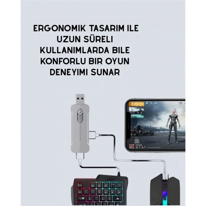  5in1 BT5.3 Mobil Oyun Kiti Klavye Mouse Dönüştürücü Seti