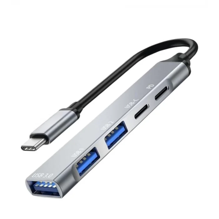  5in1 Metal Usb Hub – Yüksek Hızlı Çoklayıcı, 5 Bağlantı Noktalı, Dayanıklı Ve Taşınabilir Tasarım