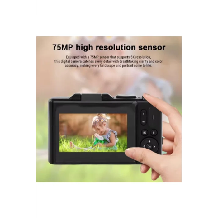 BUĞZ 5k 75mp Hd Dijital Kamera 18x Dijital Zoom, Flaşlı,3.0 İnç Ekranlı Fotoğraf Makinesi