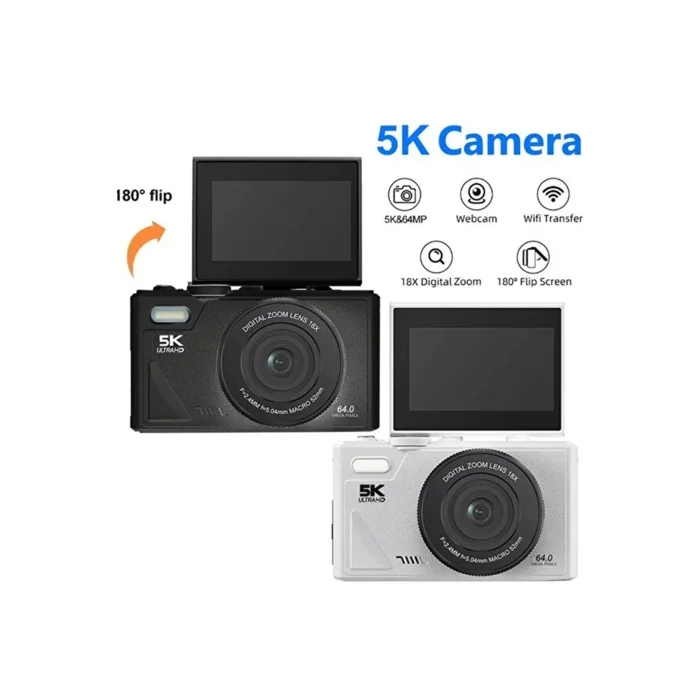 BUĞZ 5k 75mp Hd Dijital Kamera 18x Dijital Zoom, Flaşlı,3.0 İnç Ekranlı Fotoğraf Makinesi