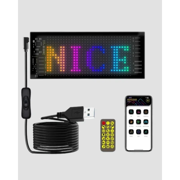 BUĞZ 5V USB Akıllı Piksel LED Panel – Mobil Uygulama Kontrollü, Renkli Işık Efektli