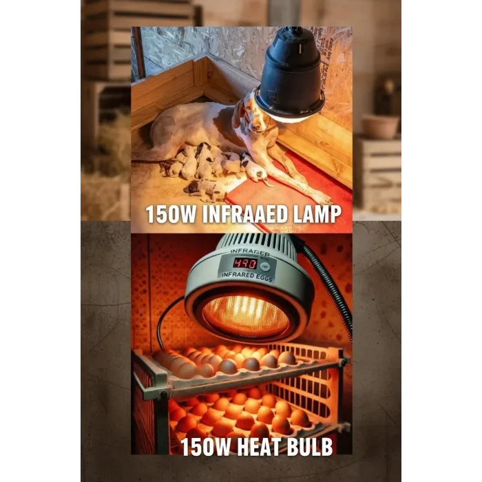 BUĞZ (6 Adet) 150W Kızılötesi Isıtıcılı Hayvan Isıtma ve Kuluçka Lambası (Kırmızı Işık) E27 (Kalın Duy) ( BUĞZ )