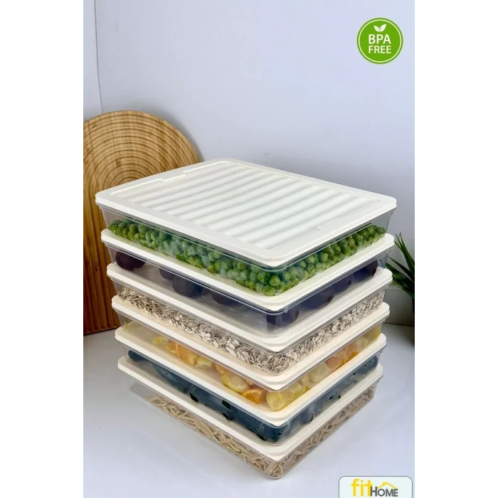  6 Adet 2400 ML Buzluk Derin Dondurucu Buzdolabı Düzenleyici Hava Almaz Saklama Kabı