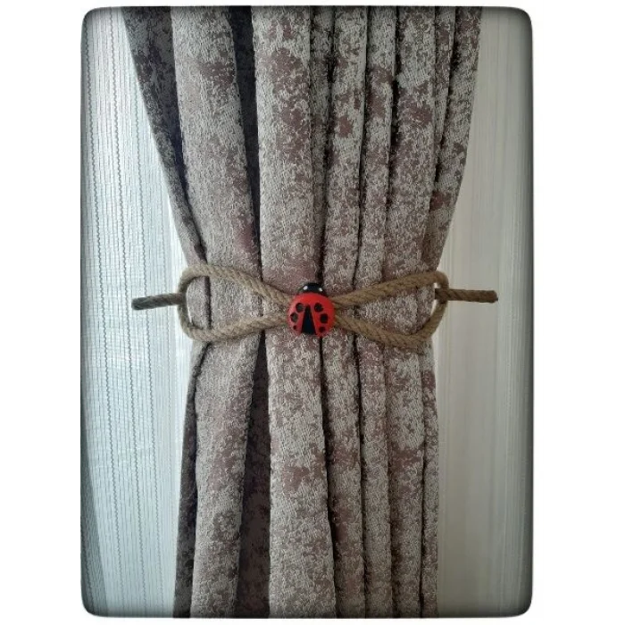 BUĞZ 6 Adet Braçol Kanat Perde Tokası Tül Perde Tutucu Perde Süs Uğur Böceği İle Uğur Gelsin