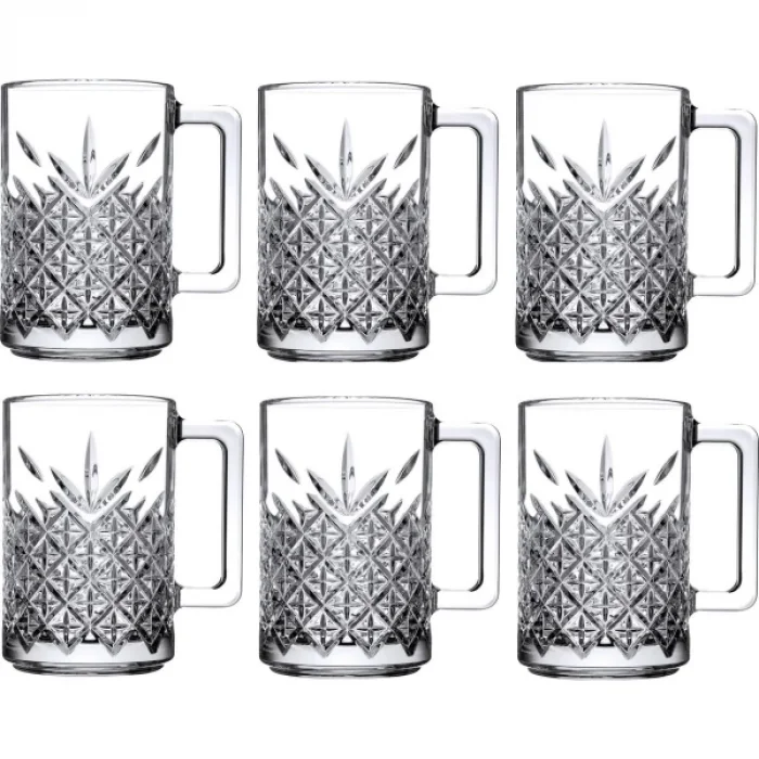  6lı Kulplu Kristal Meşrubat Bardağı