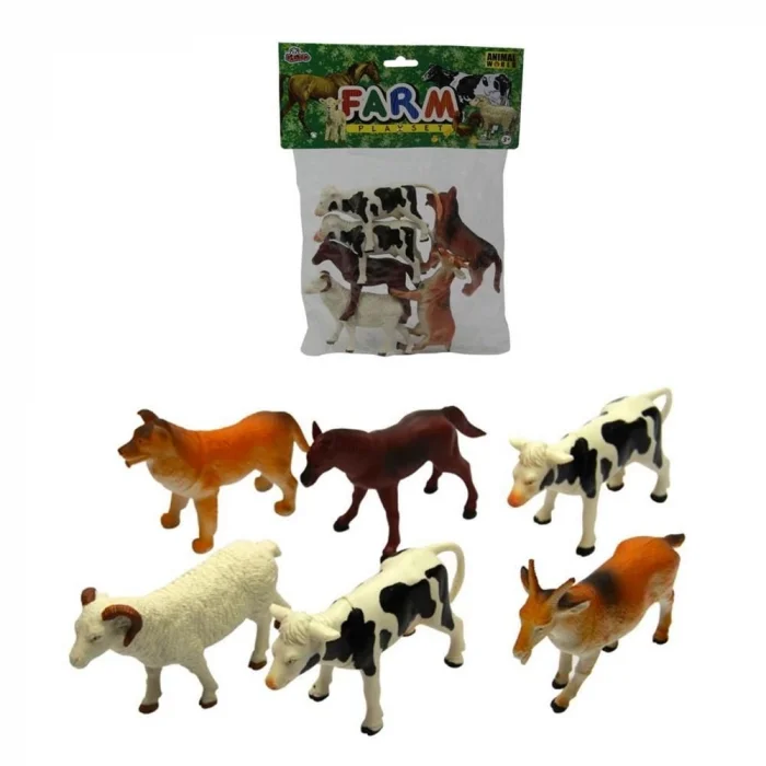 BUĞZ 6 Parça 5 inch Hayvan Seti (Çiftlik,Dinozor,Vahşi,Deniz Hayvanları)