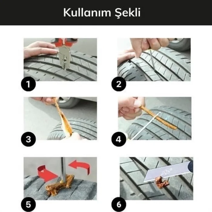  6 Parça Araba Motosiklet Otomobil Bisiklet Lastik Tamir Kiti Araç Bakım Seti