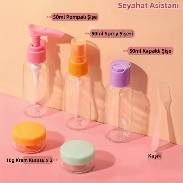 BUĞZ 6 Parça Renkli Kapaklı Seyahat İçin Boş Şişe Seti Bx40