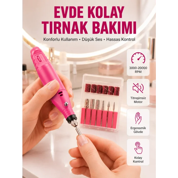 BUĞZ 6 Uçlu Elektrikli Manikür Pedikür Seti Yeni Nesil