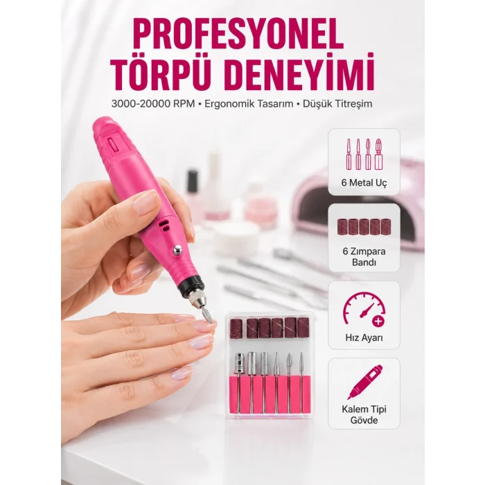 BUĞZ 6 Uçlu Elektrikli Manikür Pedikür Seti Yeni Nesil
