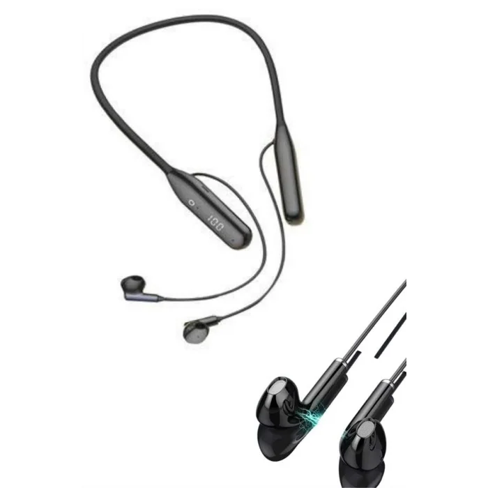 BUĞZ 60 Saat Kablolu Boyun Askılı Dijital Göstergeli Bluetooth Kulaklığı Yeni Nesil - BUĞZ