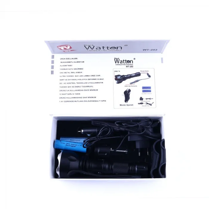 BUĞZ 600 Lümen Tx6 Şarjlı Özel Avcı Feneri Wt-253