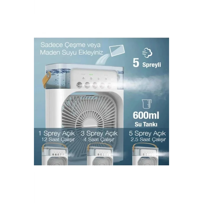 BUĞZ 600 Ml Kapasiteli Ultrasonik Hava Nemlendirici ve Aromaterapi Difüzörü, RGB Aydınlatmalı Beyaz Model