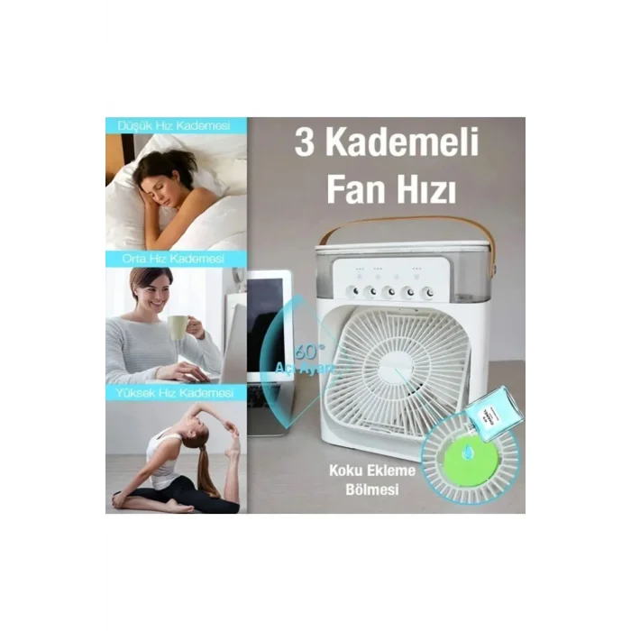 BUĞZ 600 Ml Kapasiteli Ultrasonik Hava Nemlendirici ve Aromaterapi Difüzörü, RGB Aydınlatmalı Beyaz Model