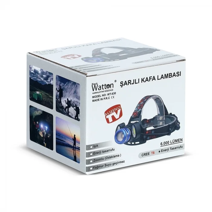 BUĞZ 6000 Lümen 3 Başlık Şarjlı Kafa Lambası  Wt-630