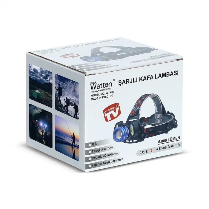 BUĞZ 6000 Lümen 3 Başlık Şarjlı Kafa Lambası  Wt-630