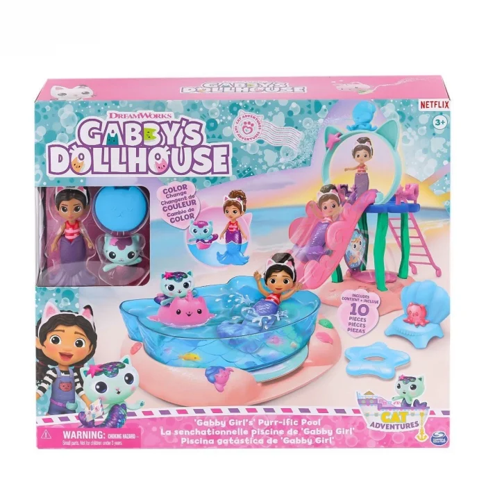  6067878 Gabbys Dollhouse Gabby ve Mercat Purr-ific Havuz Oyun Seti