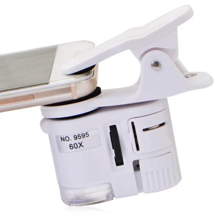 BUĞZ 60x Mini Cep Telefonu Için Mandallı Mikroskop Uv Ledli Büyüteç Model Al2431