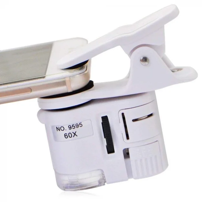 BUĞZ 60x Mini Cep Telefonu Için Mandallı Mikroskop Uv Ledli Büyüteç Model Al2431 - BUĞZ