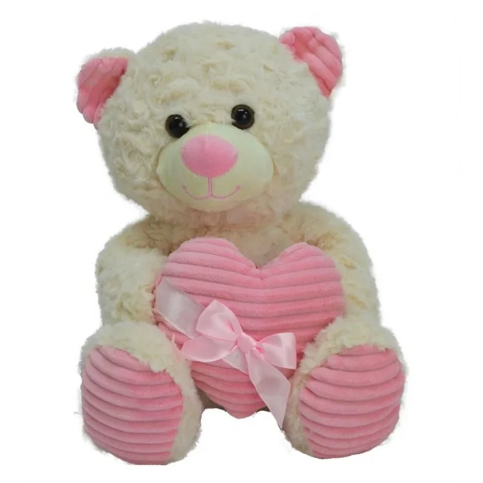 BUĞZ 62915 35 CM KALBİ KURDELELİ PELUŞ AYI -HLY