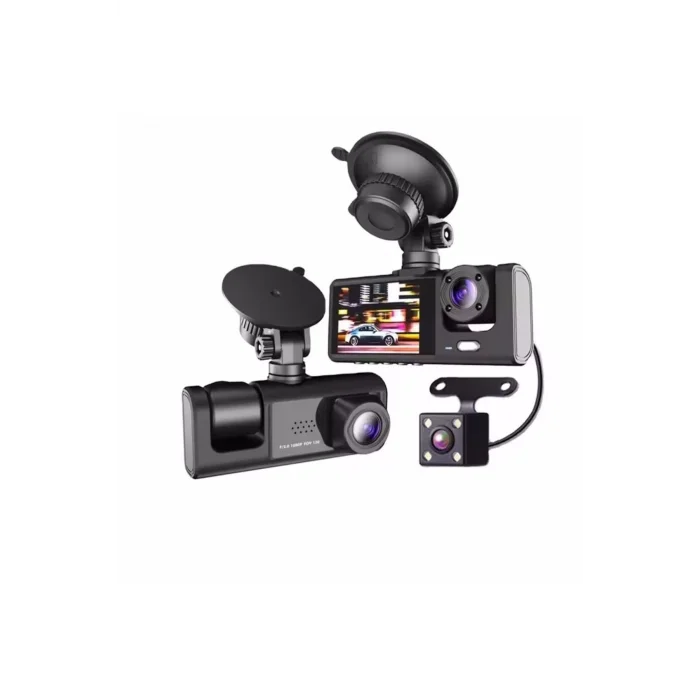  64GB Araç İçi Kamera 3 Kameralı (Yol + Araç İçi+ Arka) FHD Video Kayıt Mikrofonlu Türkçe CC-33