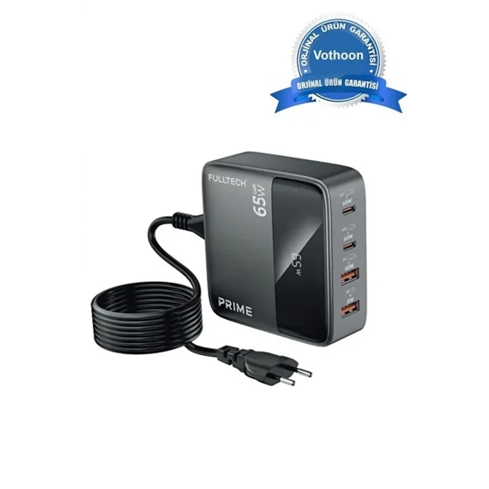 BUĞZ 65w Masaüstü 4 Portlu Hızlı Şarj Cihazı İstasyonu 2xusb-a, 2xtype-c Giriş,1,5 Mt. Kablo