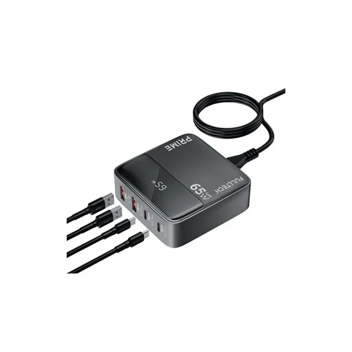 BUĞZ 65w Masaüstü 4 Portlu Hızlı Şarj Cihazı İstasyonu 2xusb-a, 2xtype-c Giriş,1,5 Mt. Kablo