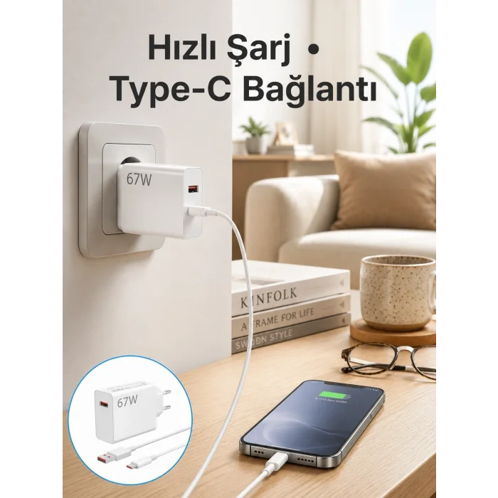 BUĞZ 67 Watt Hızlı Şarj Aleti Poco F2 F3 F4 Uyumlu Yeni Nesil