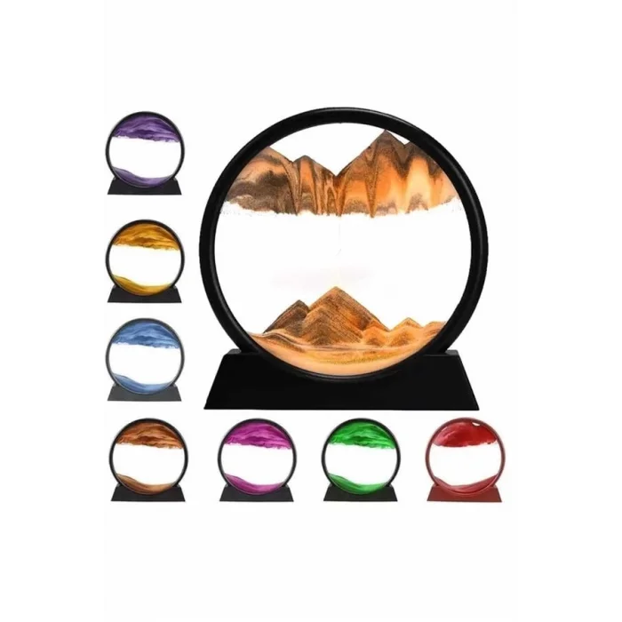 BUĞZ 7 Inç Mavi Orta Boy Dekoratif Yuvarlak Şık Kum Tablosu Modern Dekoratif Süs