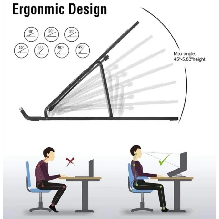 BUĞZ 7 Kademeli Ayarlı Katlanabilir Laptop Tablet Standı Siyah
