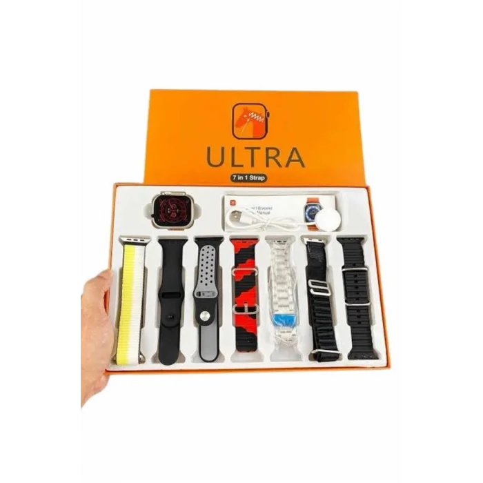 BUĞZ 7 Kordonlu Akıllı Saat Plastik Kordon Hasır Kordon Çelik Kordon - BUĞZ