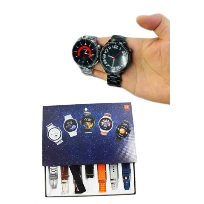 BUĞZ 7 Kordonlu Akıllı Saat Siyah Kasa Dokunmatik Ekran Uyku ve Sağlık Takibi - BUĞZ