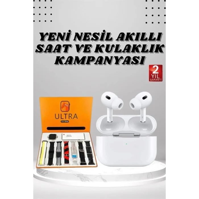 BUĞZ 7 Kordonlu Akıllı Saat Ve Yeni Nesil Kulaklık Dokunmatik Ekran Android ve İOS Uyumlu - BUĞZ