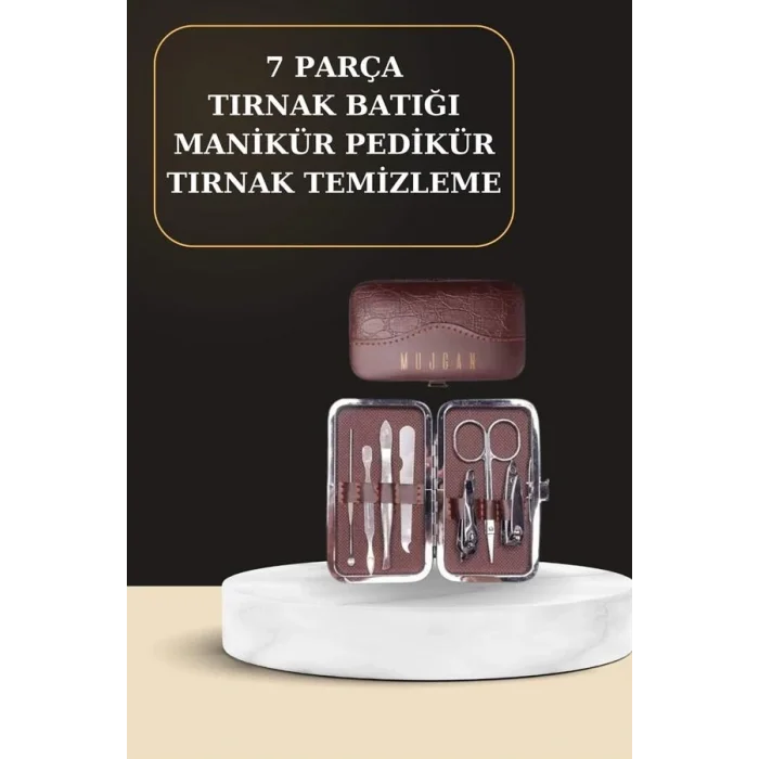 BUĞZ 7 Parça Manikür Pedikür Seti El Ayak Bakımı Çantalı Paslanmaz Çelik