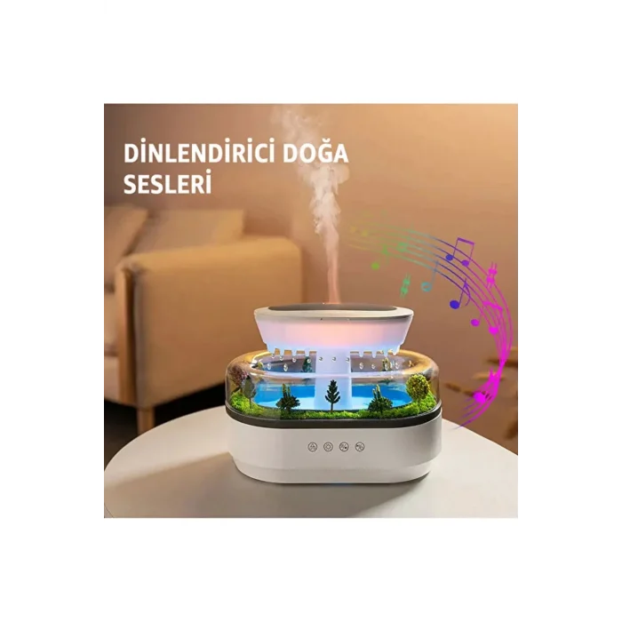 BUĞZ 7 Renk RGB Işıklı Yağmur Damlası Şeklinde Aromaterapi Hava Nemlendirici ve Difüzör
