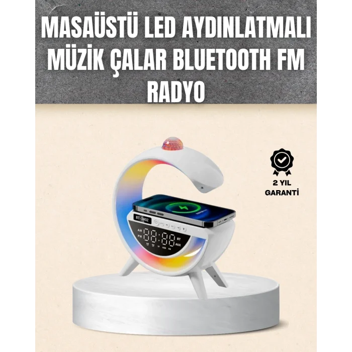 BUĞZ 7 Ses Efektli RGB Işıklı FM Destekli Kablosuz Şarjlı Bluetooth Hoparlör