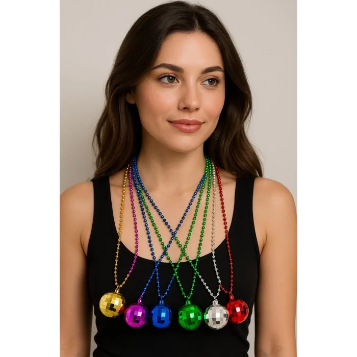  70&#39;ler 80&#39;ler ve 90&#39;lar Temalı Disko Topu Kolye Seti 6 Adet