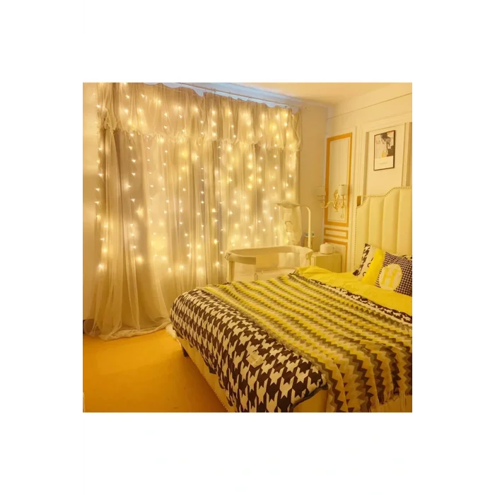 BUĞZ 8 Fonksiyonlu Peri Perde Led Uzaktan Kumandalı Günışığı Perde Peri Led (3 mt x 3 mt)