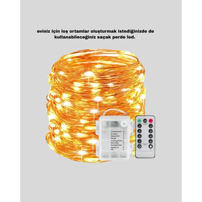 BUĞZ 8 Fonksiyonlu Uzaktan Kumandalı Günışığı Perde Peri Led Dekoratif Işık