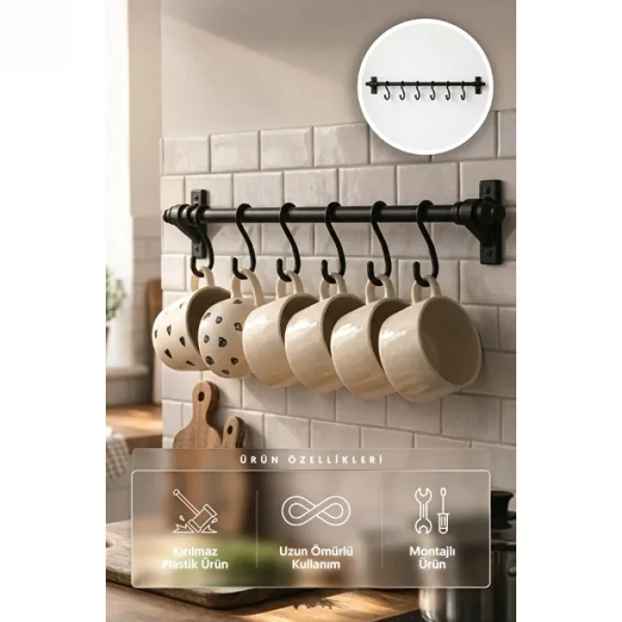 BUĞZ 8 Kancalı Yapışkanlı Askı Aparatı